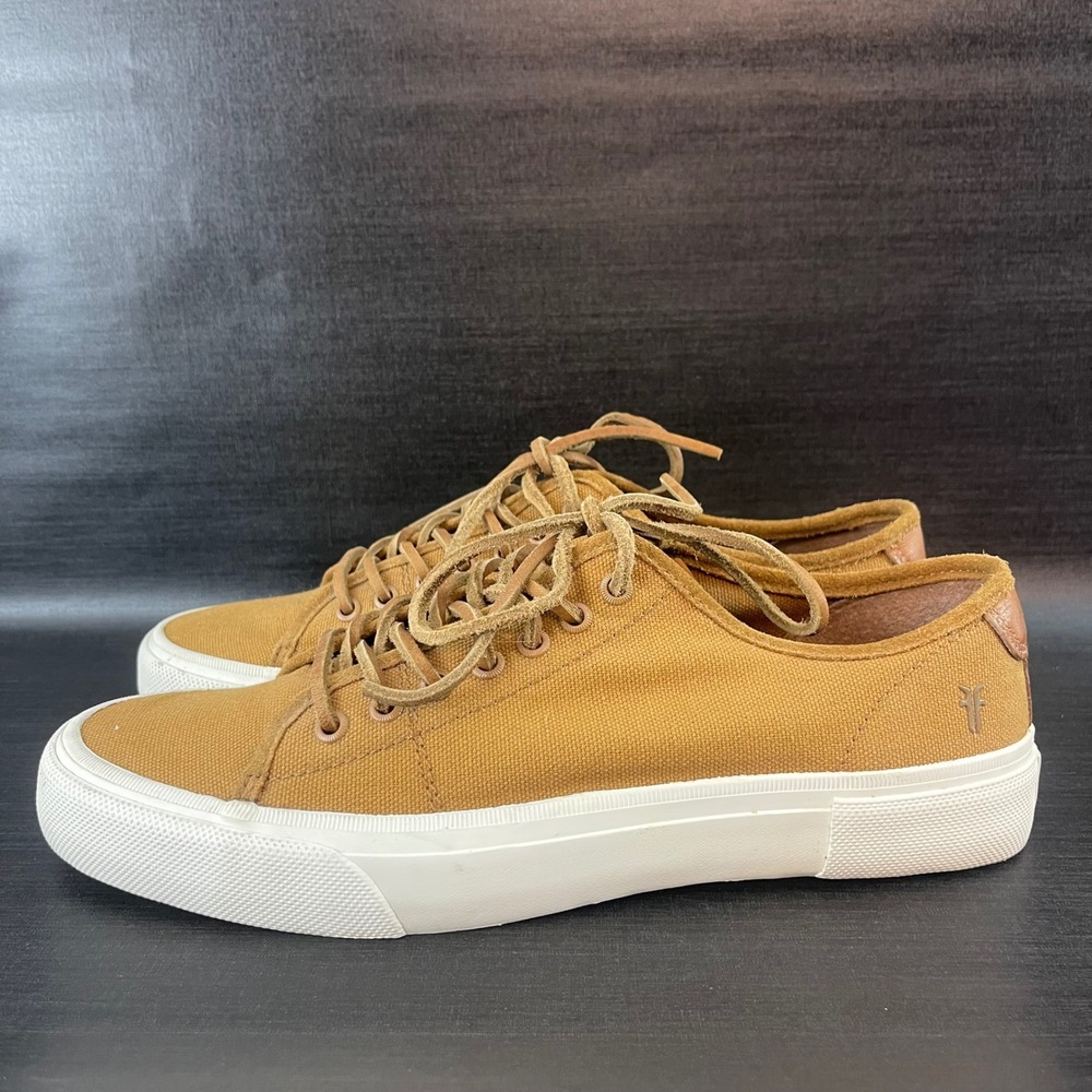 Frye Ludlow Canvas Low Top Sneakers Mens Size 11 Cognac Brown Casual Shoes - Picture 4 of 9